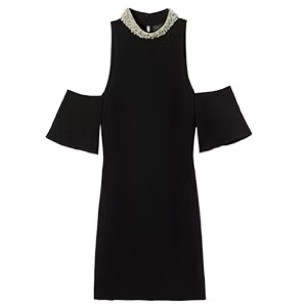 NWT Rachel Zoe Bixley Cold Shoulder Embellished Collar Dress in Black - Size 0 - Picture 3 of 8